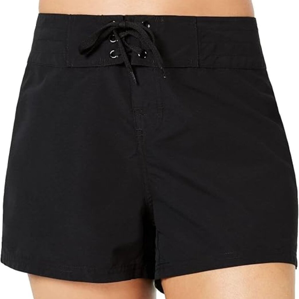 NWT Island Escapes Women's Lace Up Swim Beach Shorts Black Size 6 $50 10HL130